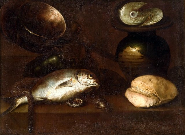Still life with fish by Mateo Cerezo