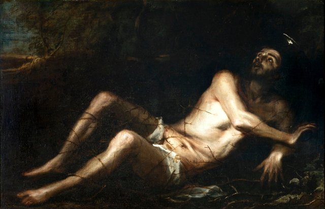 St. Francis of Assisi naked among the brambles by Mateo Cerezo