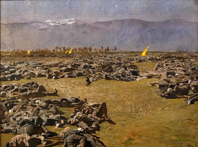 Sacile. Soldiers resting at night by Giulio Aristide Sartorio