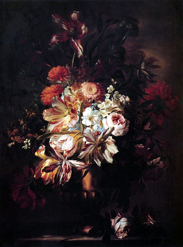 Bouquet de fleurs dans un vase en bronze by Abraham Brueghel
