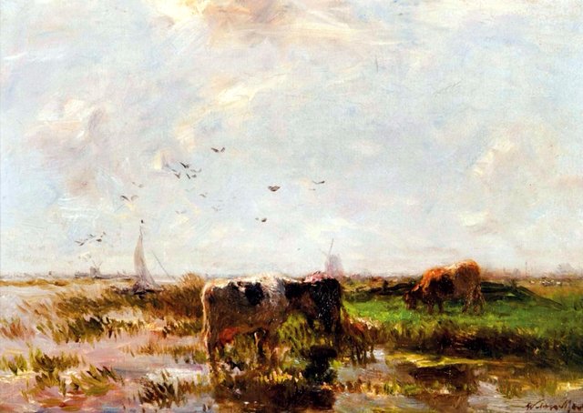 Landscape with cows by Willem Maris