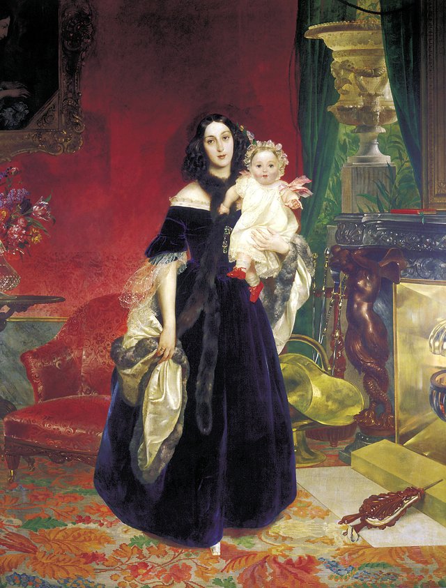 Portrait of Mariya Arkadyevna Bek with her Daughter by Karl Bryullov
