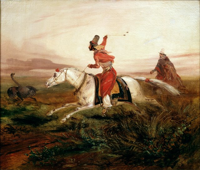 Hunting Ostriches by Johann Moritz Rugendas