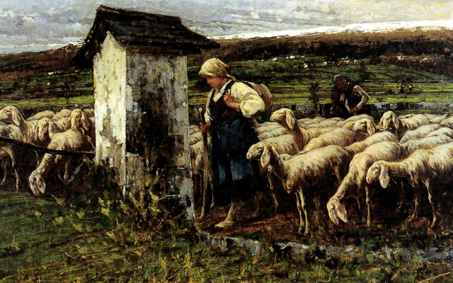 Contadina alla santella col gregge by Francesco Filippini