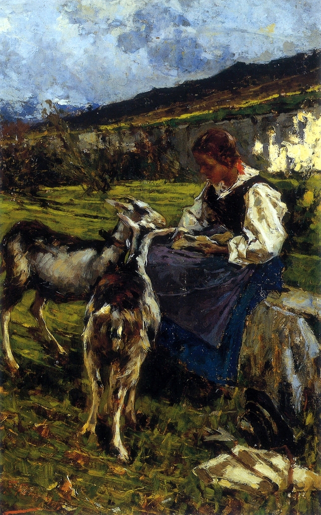 Pastorella con due caprette by Francesco Filippini