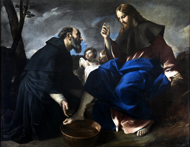 Saint Augustine washing the feet of Christ by Giovanni Lanfranco