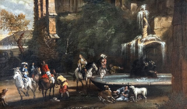Capriccio with the Neptune Fountain by Luca Carlevarijs