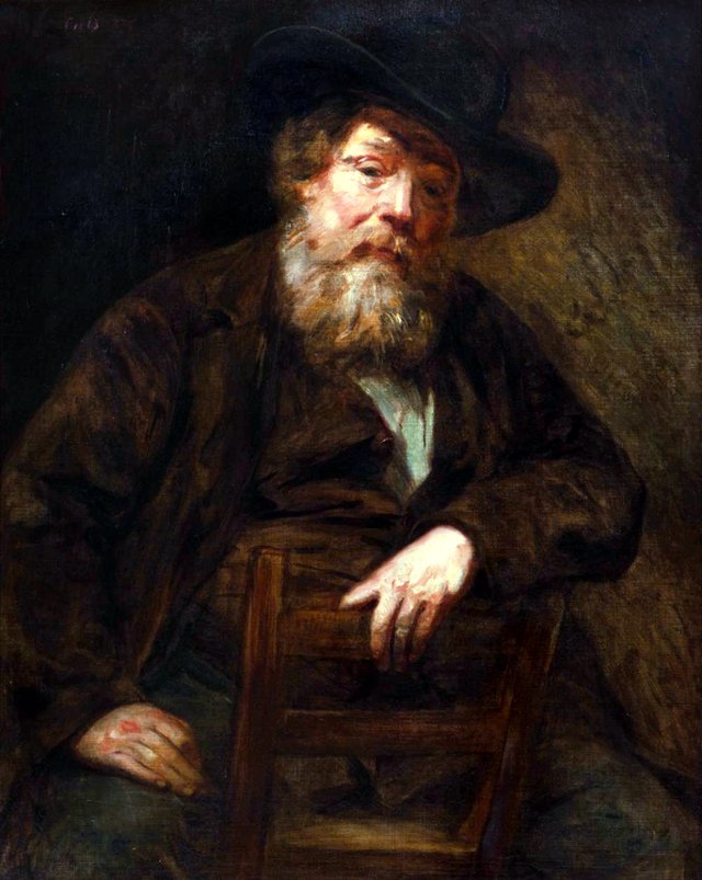 Portrait of an Elderly Man with a Beard and a Hat by Adolphe-Félix Cals