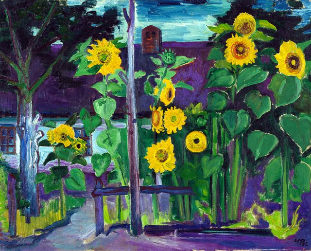 Sonnenblumen vor meiner Wohnung by Max Pechstein