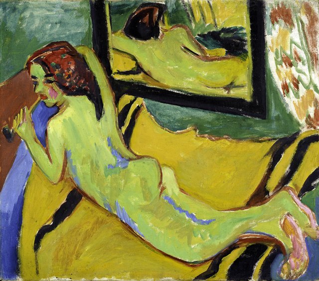 Liegender Akt vor Spiegel by Ernst Ludwig Kirchner