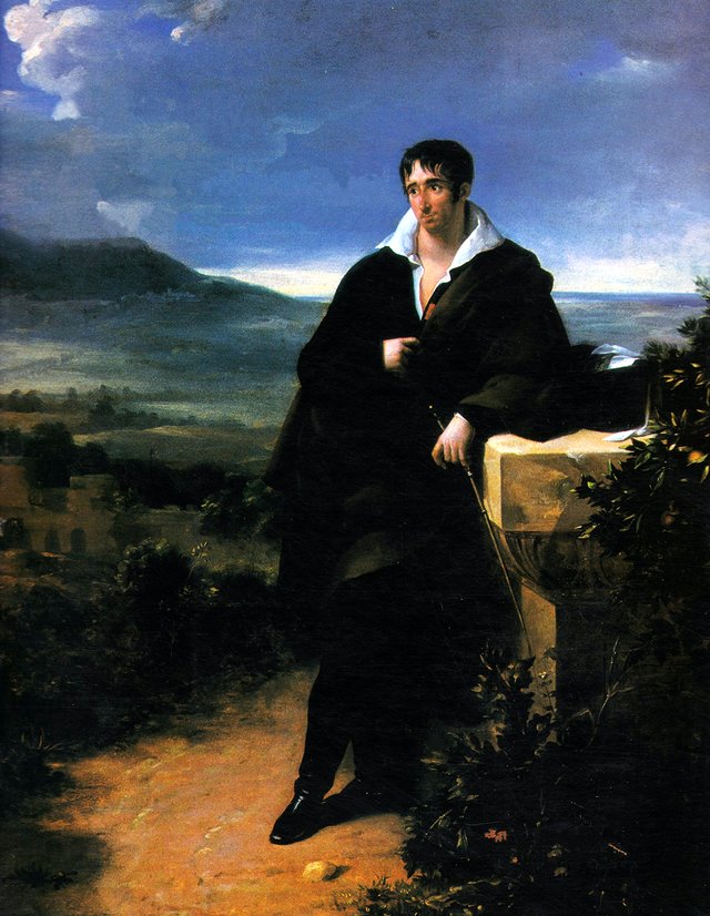Portrait de Camille de Tournon en pied dans la campagne romaine by Hortense Haudebourt-Lescot