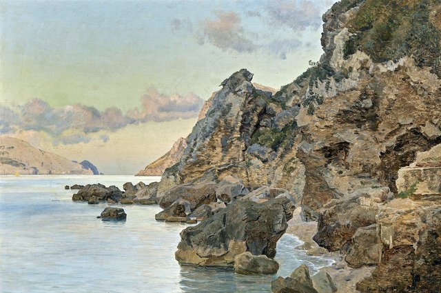 Cliffs at the coast of Capri. by Janus la Cour