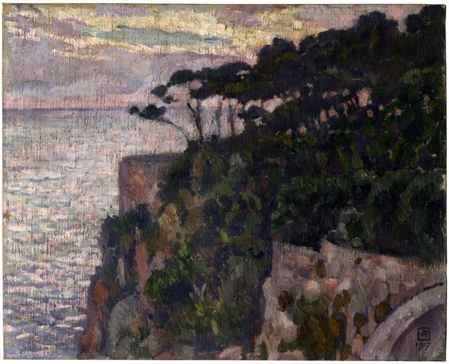 Pinien in Monaco by Théo van Rysselberghe