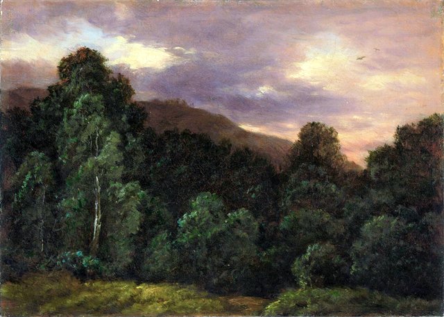 Deciduous forest. Landscape with birds and trees by Carl Gustav Carus