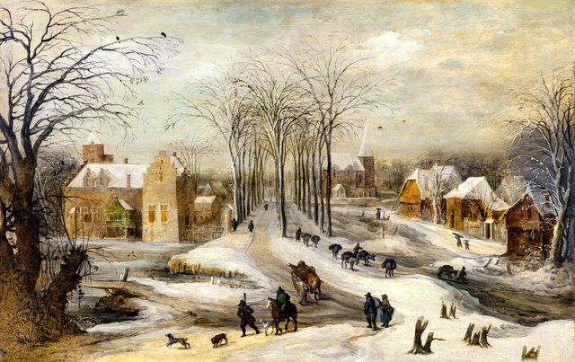 Winter Landscape with travellers by Joos de Momper the Younger