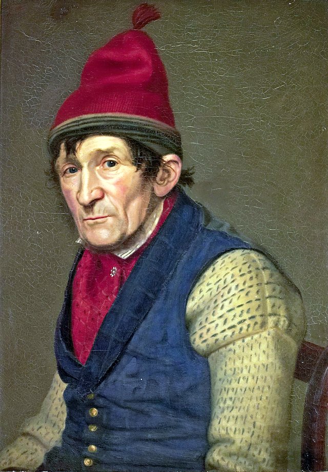 Portrait of a man in traditional costume. by Christen Dalsgaard