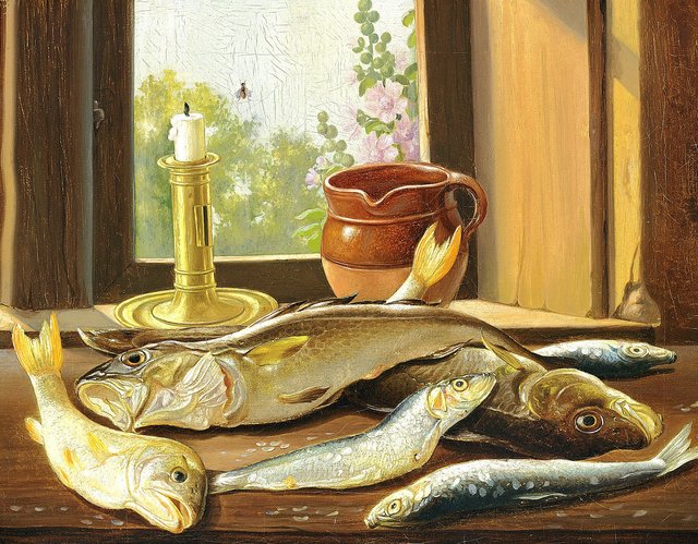 Nature morte with fish. by Christen Dalsgaard