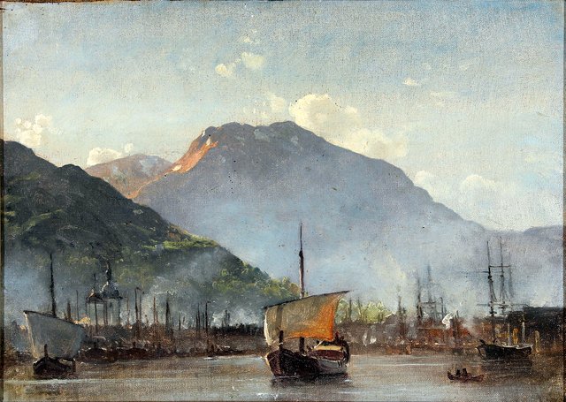 The port at Bergen, Norway by Carl Frederik Sørensen