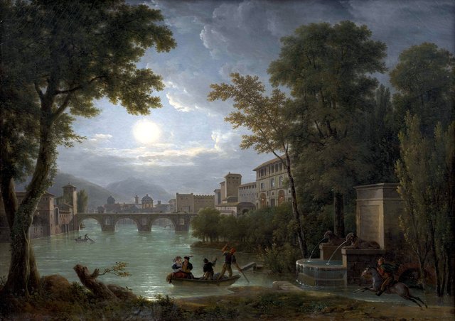 Bianca Capello ; paysage, clair de lune by Jean-Joseph-Xavier Bidauld