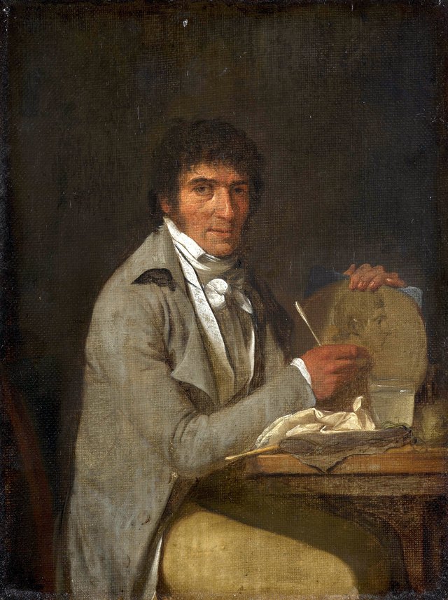 Portrait of the sculptor Joseph Chinard making the medallion portrait of Louis-Léopold Boilly by Louis-Léopold Boilly