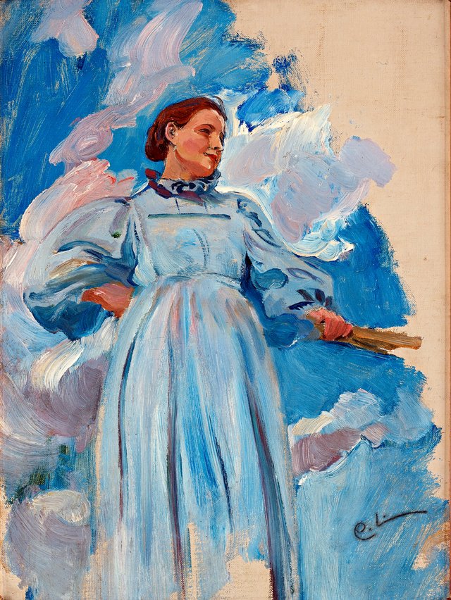 Kvinnofigur och himmel by Carl Larsson