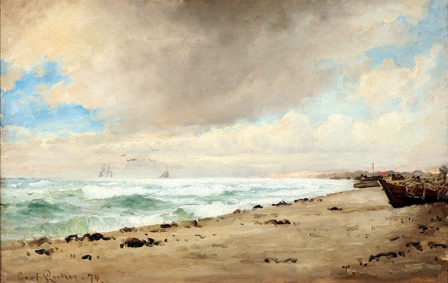 Coastal scene on a cloudy day. by Carl Locher