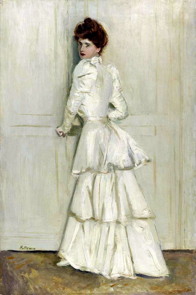 Alice Helleu en robe blanche by Paul César Helleu