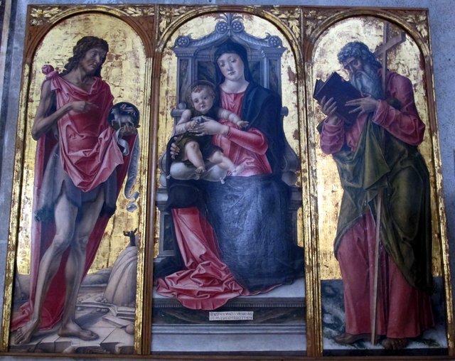 Madonna and Child with Sts John the Baptist and Andrew by Bartolomeo Vivarini