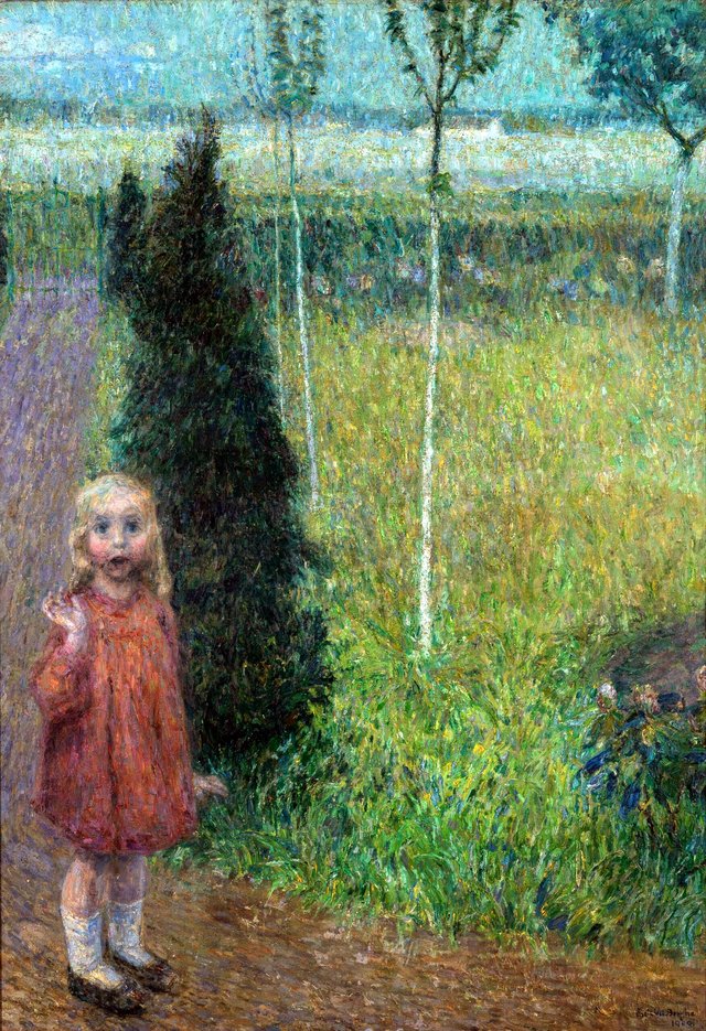 Little girl in the garden by Frits Van den Berghe