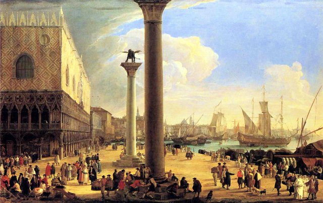 The Dock Facing the Doge's Palace by Luca Carlevarijs