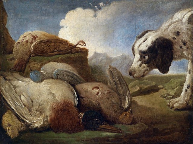 Chien de chasse reniflant des oiseaux by Alexandre-François Desportes