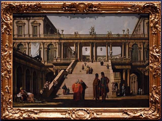 Veduta Ideale with Palace Staircase by Bernardo Bellotto