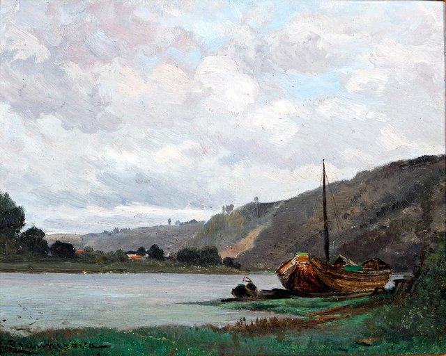 Boats at the river bank by Zdenka Braunerová