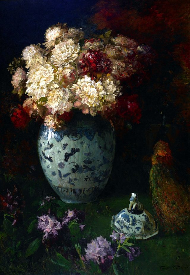 Peonies in Kang-Hsi Vase by Emil Carlsen