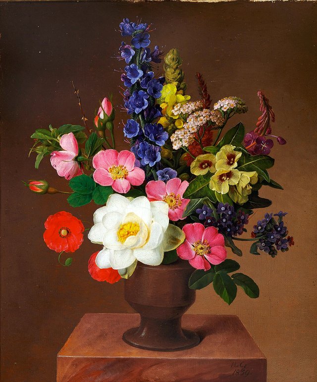 A mixed flower bouquet. by Johannes Ludvig Camradt
