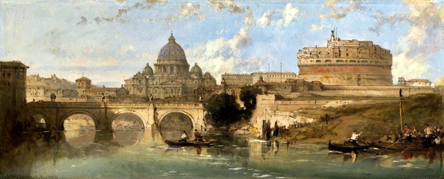 Castle and Bridge of St. Angelo, Rome by David Roberts