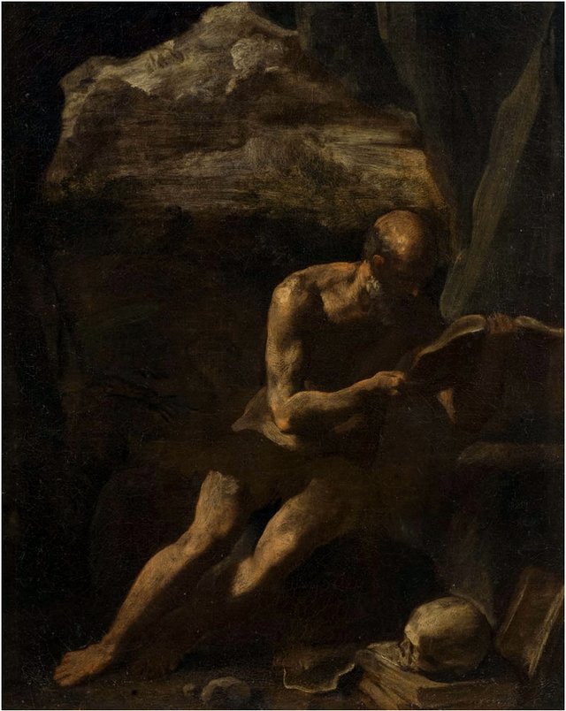 Saint Jerome in the desert by Simone Cantarini