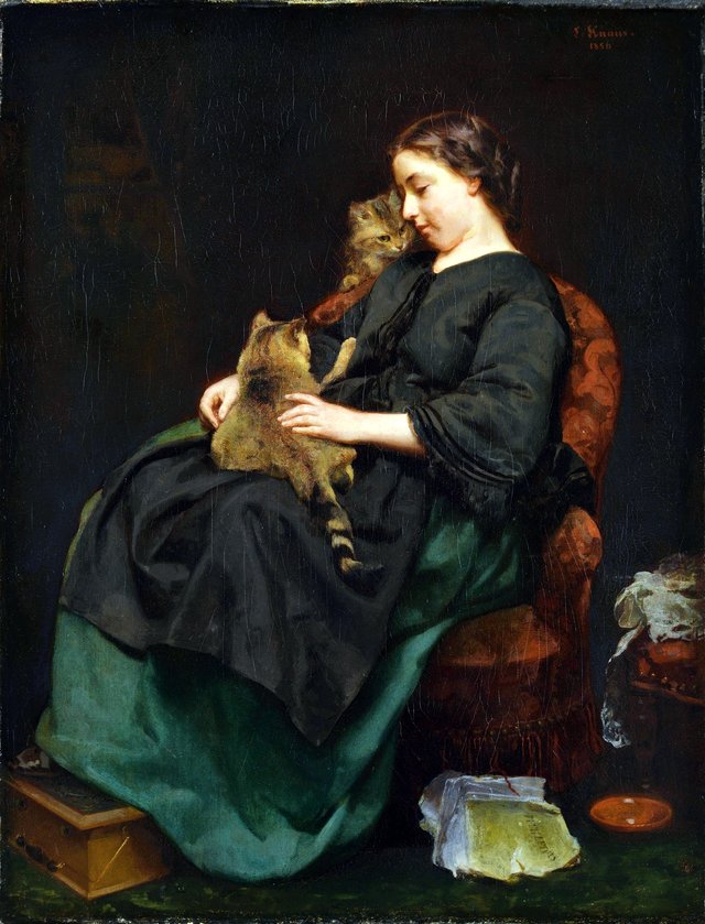 The cat mother by Ludwig Knaus
