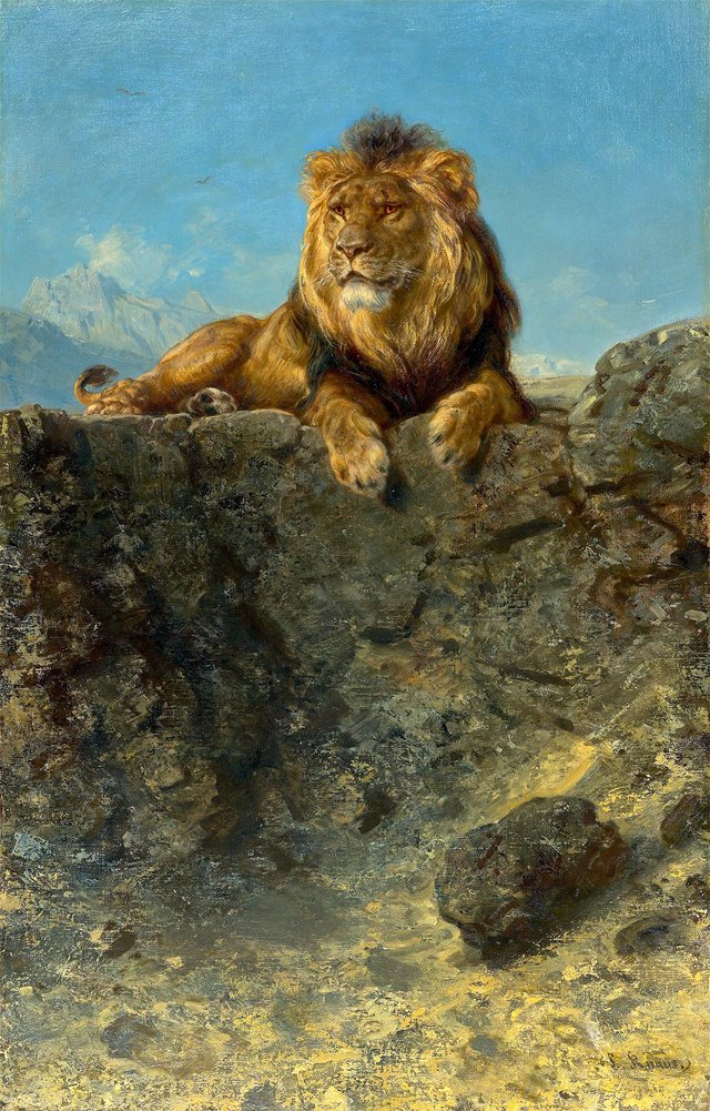 Throning Lion by Ludwig Knaus