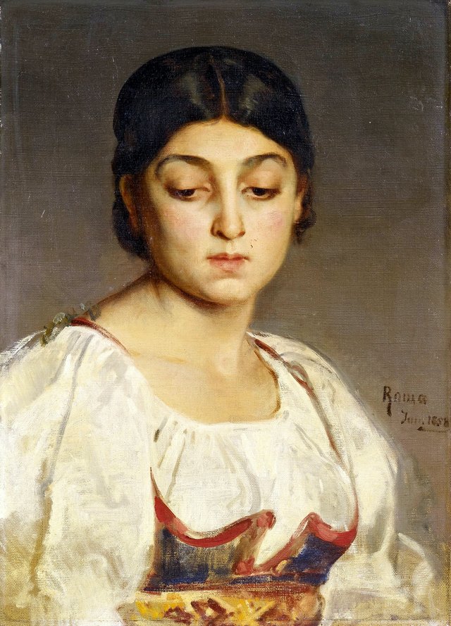 Portrait of a young Roman woman by Ludwig Knaus