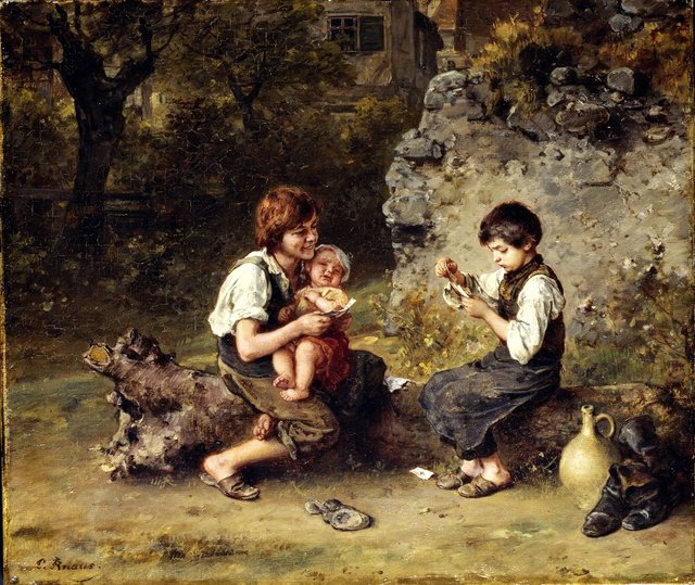 Kartenspielende Schusterjungen by Ludwig Knaus