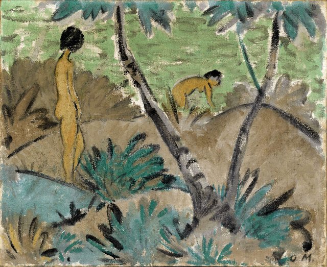 Two Women in a Landscape by Otto Mueller