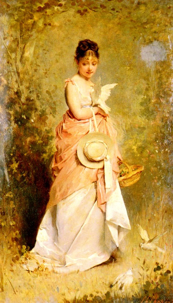 Girl with Doves by Charles Joshua Chaplin