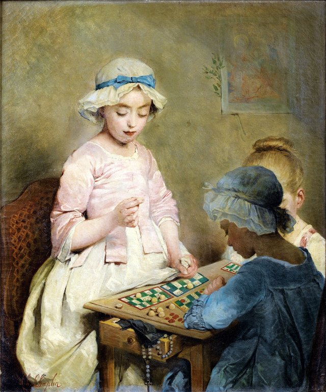 Fillettes jouant au loto by Charles Joshua Chaplin