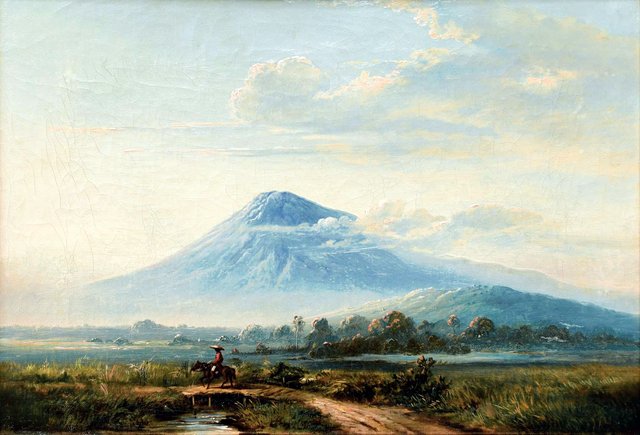 Javanese Landscape with Gunung Merapi and Horseman by Raden Saleh