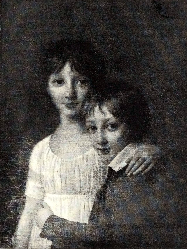 Les enfants du citoyen Vernet, peintre, se tenant embrassés by Marie-Geneviève Bouliard