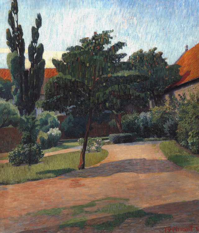 A courtyard in Brittany. by Gad Frederik Clement