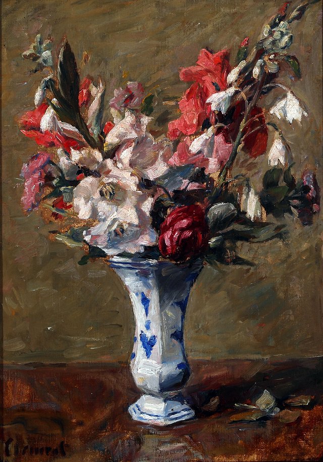 Still life with flowers in a vase. by Gad Frederik Clement