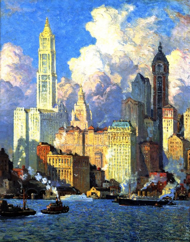 Hudson River Waterfront, N.Y.C. by Colin Campbell Cooper
