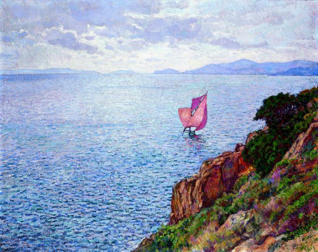 La Voile rouge (Cap Bénat) by Théo van Rysselberghe
